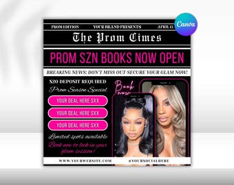 Prom Send Off Flyer, Editable Canva Template, Prom Party Invitation (Digital Download)