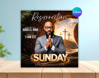 Easter Worship Flyer Template, Resurrection Sunday Service Announcement (Digital Download)