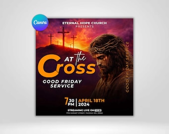 Animated Easter Sunday Flyer, Good Friday Church Service Template (Digital Download)