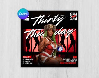 Thirsty Thursday Party Flyer, Weekly Club Night, DJ Event Template (Digital Download)