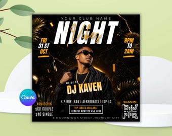 Night Vibe Party Flyer, Ladies Night Club Promo, Adult Event Invite, Canva Editable Template, Nightlife Design