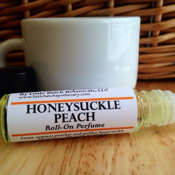 Honeysuckle Peach perfume oil, roll on perfume, vegan perfume, floral perfume, fruity perfume,  summer perfume, fresh perfume