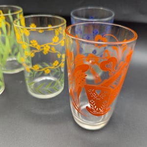Kraft Swig Juice Glasses Vintage Variety of Floral Styles Set of Five
