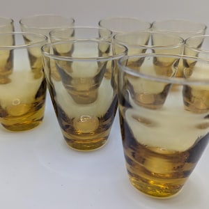 Vintage Libbey Golden Ripple Beverage Glasses in Amber Color Set of 11
