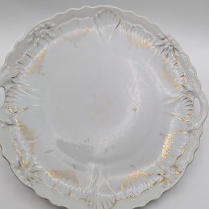 Vintage Weiß und Goldfarbene 24,5 cm Servierplatte Mit Griffen