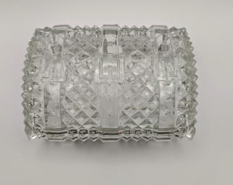 Vintage Glass Treasure Chest Trinket Box