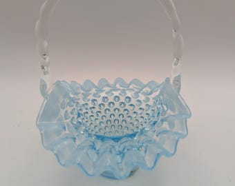 Fenton Hobnail Small Blue Basket