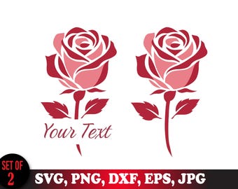 Personalized Rose SVG: Valentine's Day, Customizable Name Flower, Cricut Silhouette Cut File
