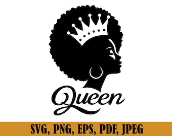 Afro Queen SVG: Black Woman Clipart, Cricut Silhouette Cut File (Digital Download)
