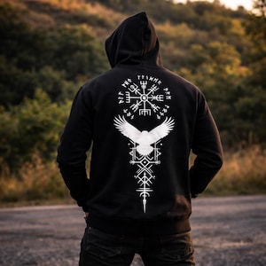 RASPIO Heren Viking Winter Fleece Hoodies Sweatshirt 3D Print Noorse