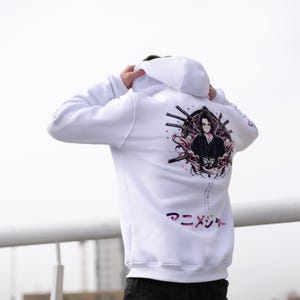 Embroidered Hoodie Fleece Personalized Custom Anime Sweatshirt Embroidered Anime Hoodie Character-Inspired Design Sweatshirt Unisex Hoodie