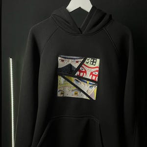 Anime Hoodie Embroidered Naruto Fanart Hoodie Custom Embroidered Anime Hoodie Personalized Manga Character Streetwear Unisex Anime Gift