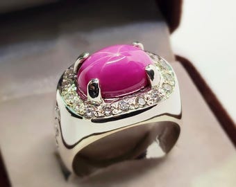 Natuurlijke robijnring | Handgemaakte sieraden van 925 sterlingzilver | Geboortesteen juli | Rode edelsteenring