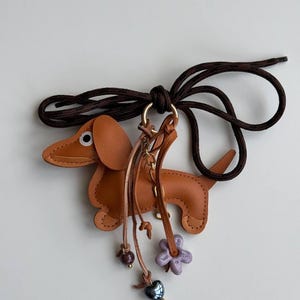 Dachshund Dog Charm Keychain: Boho Leather Bag Accessory