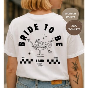 Camiseta personalizada para despedida de soltera "Futura novia", camiseta para novia con el año deseado, camiseta para despedida de soltera, "Dije que sí", regalo para novia Weiß - Braut