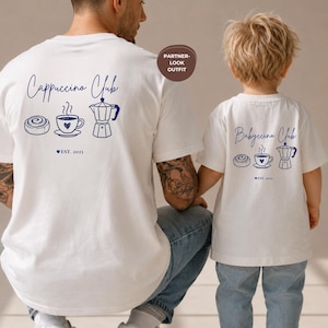 Matchande T-shirtset "Cappuccino/Babyccino Club" – Pappa & Baby – Present till pappa och baby – Födelsedagspresent