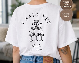 花嫁と仲間のための独身パーティーTシャツ - 独身パーティーシャツ - ブライダルシャワーTシャツ、希望の年が入った独身パーティーシャツ