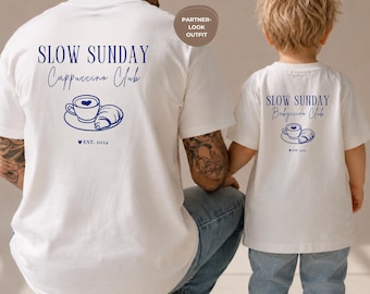 Personalized dad and child matching shirts, Cappuccino Club shirts, dad and child outfits, gift for dad, cotton baby shirt
