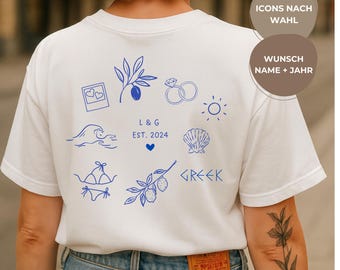 Personalized organic cotton shirt with icons - Unique birthday gift - Personalized doodle shirt