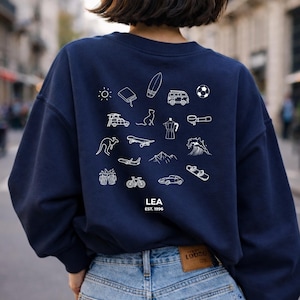 Gepersonaliseerde trui met lijntekening, persoonlijkheidskenmerken, verjaardags-/Valentijnsdagcadeau, trui met doodle, trui met persoonlijkheid