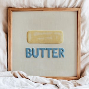 Needlepoint Butter Art, Cross Stitch Butter Art Print, Kitchen Wall Art, Rustic Farmhouse Art, Printable Digital Download