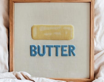 Nadelspitze Butter Kunst, Kreuzstich Butter Kunstdruck, Küchen Wandkunst, rustikale Bauernhaus Kunst, druckbare digitaler Download