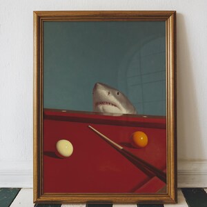 Vintage Pool Shark Art Print, Retro Billiards Room Decor (Digital Download)