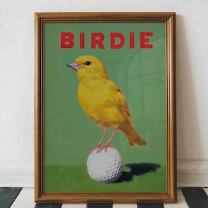 Vintage Birdie Golf Art Print, Funny Retro Poster (Digital Download)