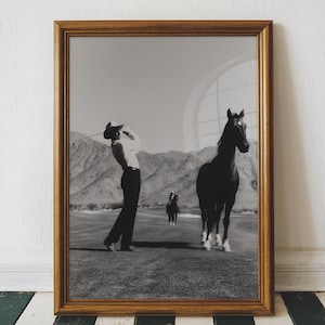Vintage Cowboy Golf Poster Wall Art, Retro Black and White Western Golf Photo, Cowboy Golfer Sports Art Print, Printable Digital Download
