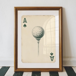 Stampa artistica di un mazzo di carte da golf vintage, stampa artistica di un poster di golf retrò, stampa artistica da parete di un tee time di un golfista professionista, download digitale stampabile