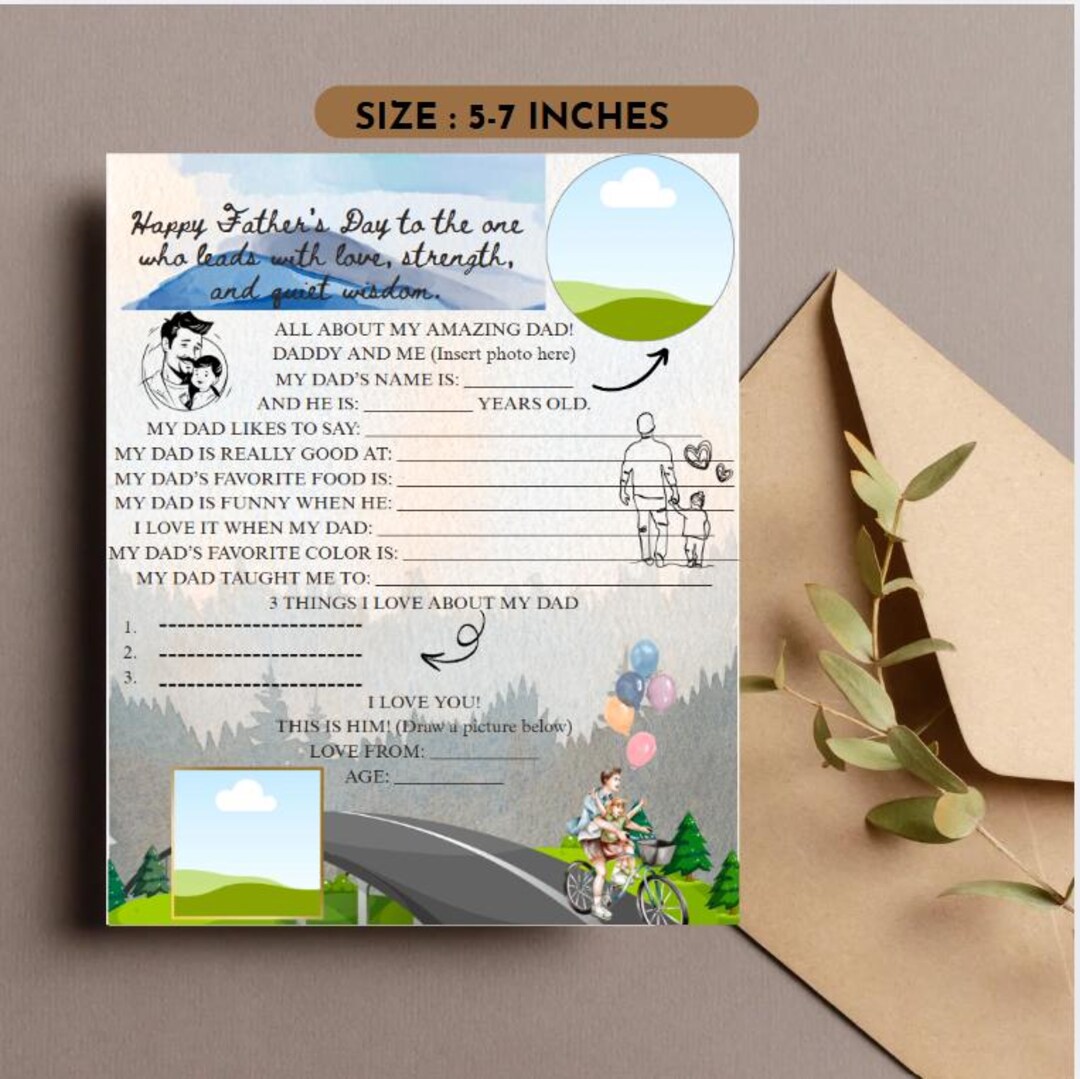 All About My Dad Printable Template Fathers Day Questionnaire Dad ...