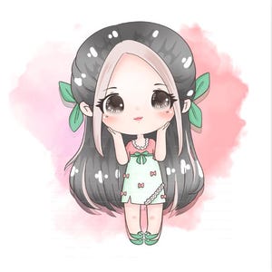 Süßes Anime Mädchen Clipart Bundle | 17 Kawaii Mädchen PNG JPG | Transparenter Hintergrund | Digitaler Download für Sticker, Journals, Bastelarbeiten