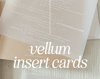 Vellum Insert Card for Wedding Invitations : Customizable
