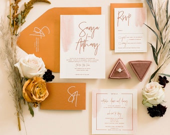 Sanya Wedding Invitation Suite // Watercolor Brush // Customizable