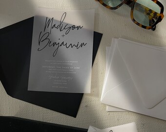 Madison Vellum Wedding Invitation Suite  |  Customizable