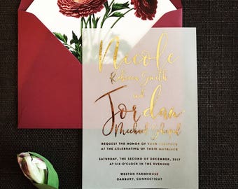 Nicole Invitation Suite // Translucent Vellum with Gold Foil // Customizable