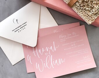 Hannah Wedding Invitation Suite with White Ink  (customizable)