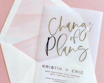 Change of Wedding Plans Notification, Wedding Postponed or Canceled -  Customizable