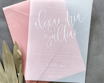 Alex Wedding Invitation Suite with White Ink  (customizable)