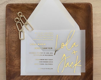 Lola Wedding Invitation Suite // Gold Foil + Vellum // Customizable