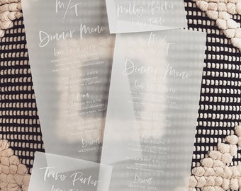 Molly Customized Vellum Menu with White Ink - Translucent Paper