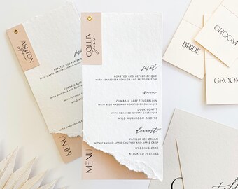 Anna Menu // Calligraphy + Vellum //  Nude + Blush // Customizable