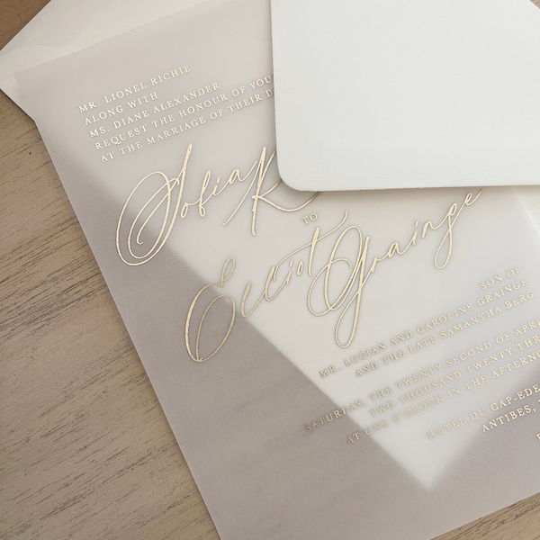 Vellum Insert Card for Wedding Invitations : Customizable