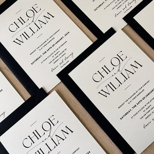 Chloe Wedding Invitation Suite // Black and White // Customizable image 2