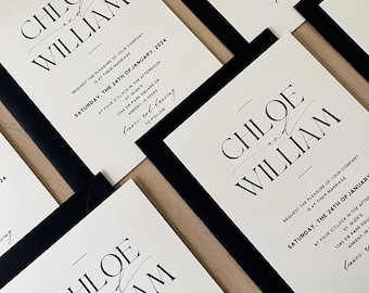 Chloe Wedding Invitation Suite // Black and White // Customizable