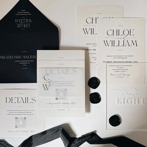 Chloe Wedding Invitation Suite // Black and White // Customizable image 4