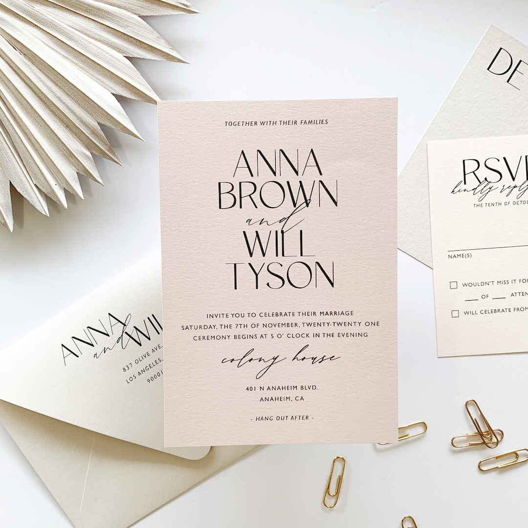 Anna Wedding Invitation Suite // Calligraphy Vellum // Nude Blush
