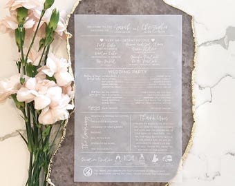 Ainsley Customized Vellum Wedding Event Program with White Ink - Translucent Paper
