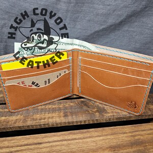 Cartera plegable de cuero cosida a mano Gaucho Oil Whiskey
