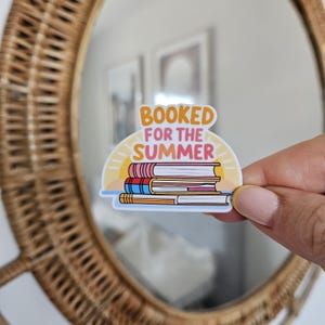 Booked for the Summer | summer, sun bookish colourful sticker | book lover, kindle sticker accessory decal
